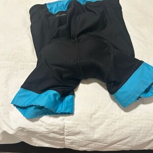 Women's Black and Turquoise Bike Shorts with Padded Seat